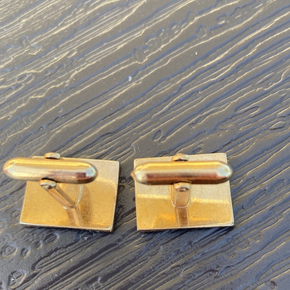 Vintage Cuff Links goldtone metal ridged oblong - Picture 4 of 8